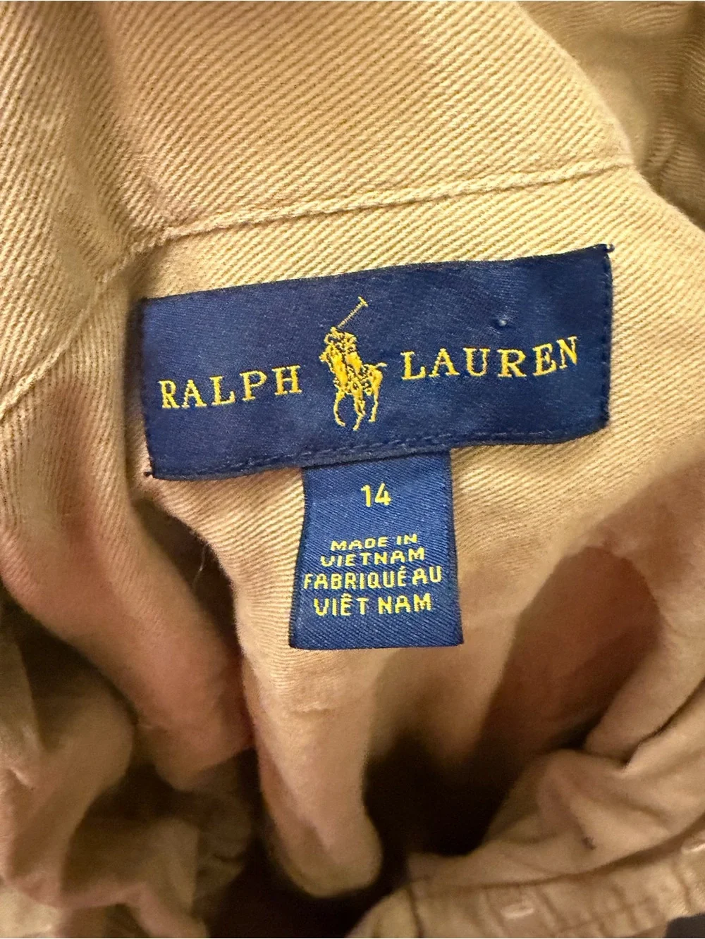 Ralph Lauren girls youth  Khaki Button-down long sleeve dress